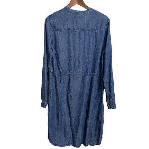 Authentic Brand Womens Blue 100% Tencel Drawstring Waist Roll Tab Dress Medium - Picture 7 of 7